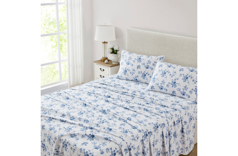 LAURA ASHLEY CHINA ROSE SHEET SET - MIDNIGHT BLUE