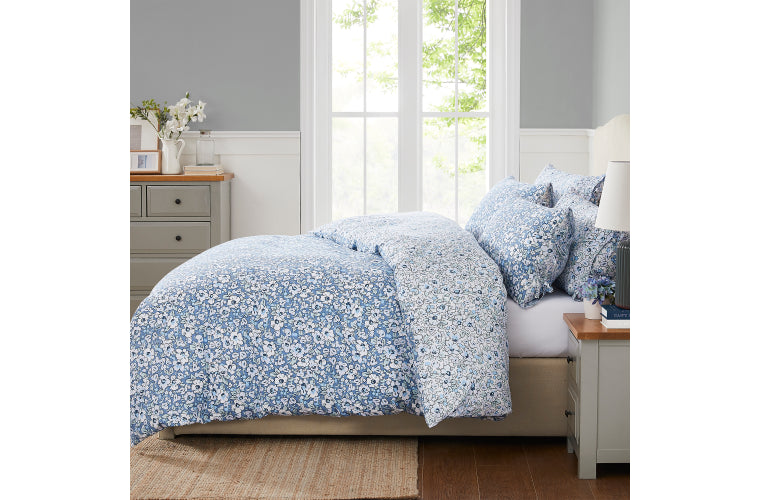 LAURA ASHLEY LIBBY QUILT COVER SET - BLUE