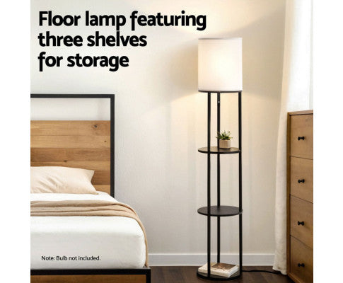 Floor Lamp 3 Tier Shelf Storage LED Light Stand Home Room Vintage Round ARTISS