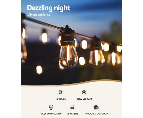 14m Festoon Lights Christmas String Fairy Lights Outdoor Party Big Bedding Australia