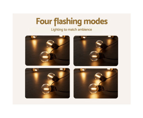 30 LED Festoon Lights Solar Outdoor String Light Christmas 34m Big Bedding Australia