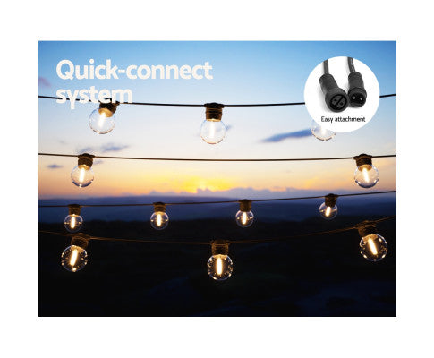 30 LED Festoon Lights Solar Outdoor String Light Christmas 34m Big Bedding Australia