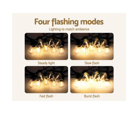 34m Solar Festoon Lights Outdoor 30 LED String Light Christmas Big Bedding Australia