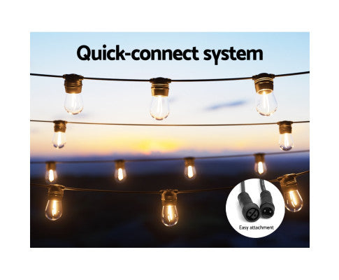 34m Solar Festoon Lights Outdoor 30 LED String Light Christmas Big Bedding Australia