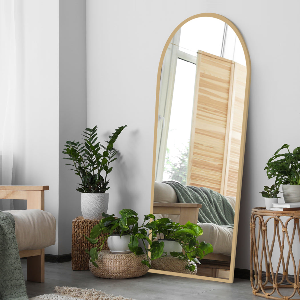 Yezi Floor Mirror Full Length Mirrors 1.8M Gold White Big Bedding Australia