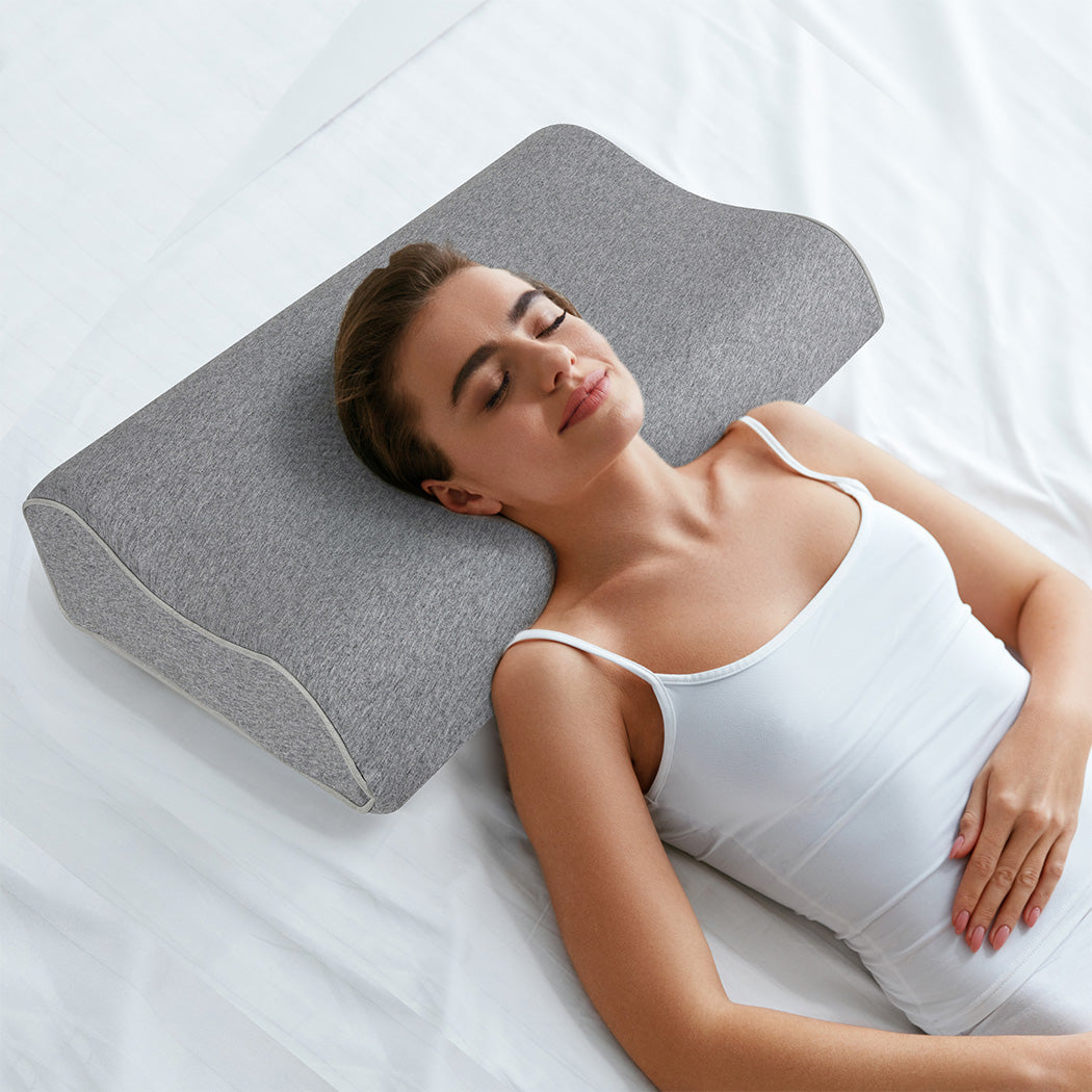 Memory Foam Pillow Pillowcase Supprt Grey Rebound Dreamz