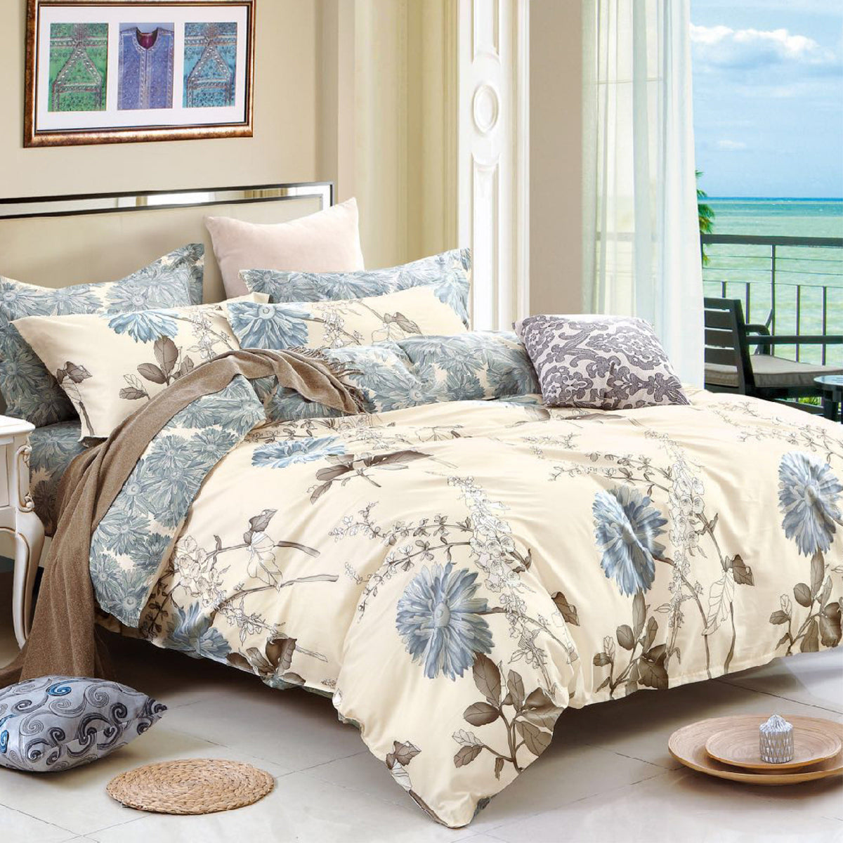 Luxor Cotton Dandelion Design Quilt Doona Duvet Cover Set
