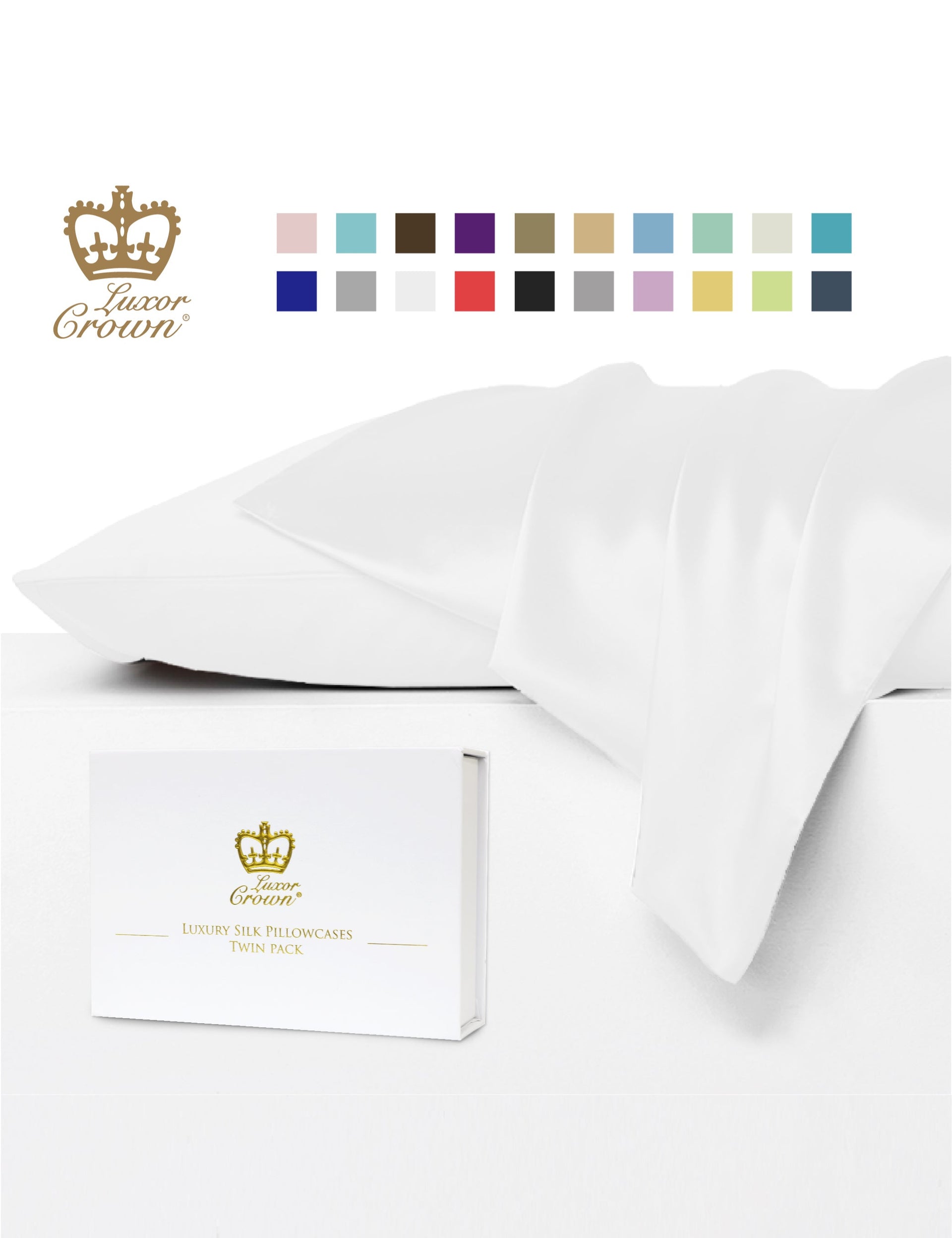 Luxor Crown Mulberry Silk Pillowcase (Twin Pack)