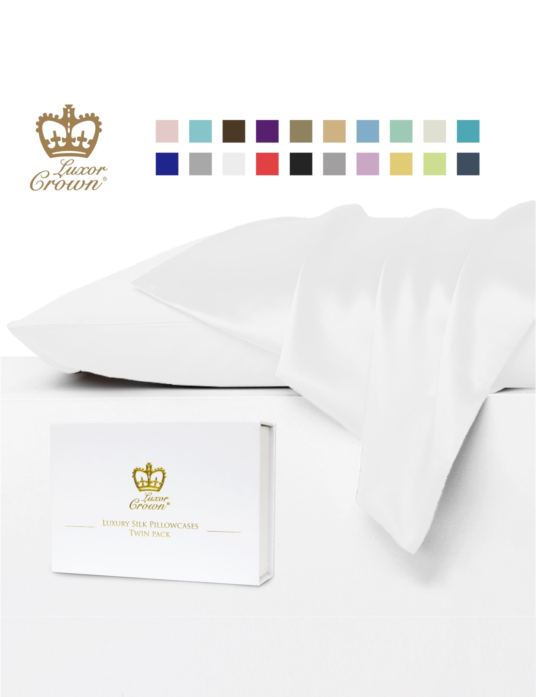 Luxor Crown Mulberry Silk Pillowcase (Twin Pack)