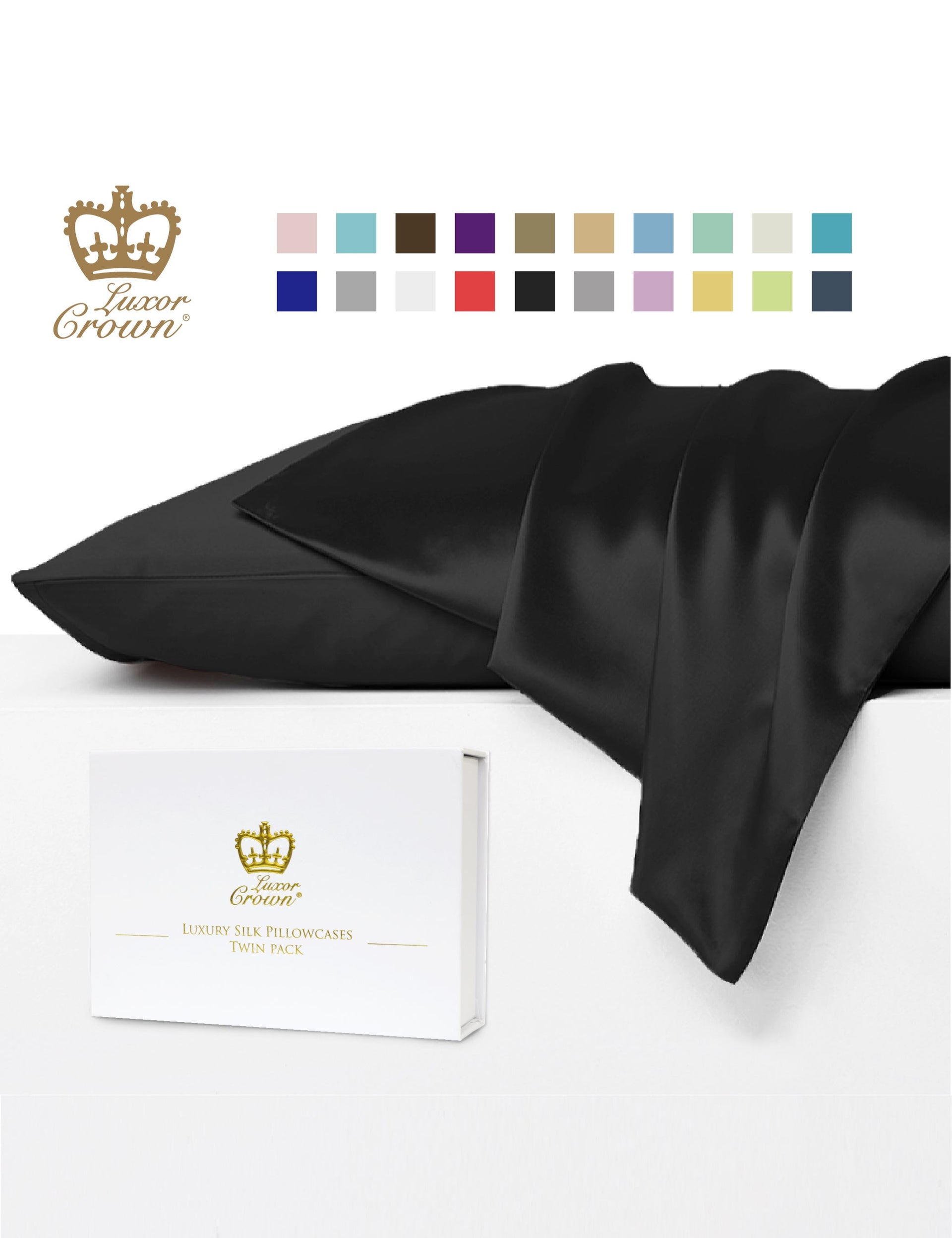 Luxor Crown Mulberry Silk Pillowcase (Twin Pack)