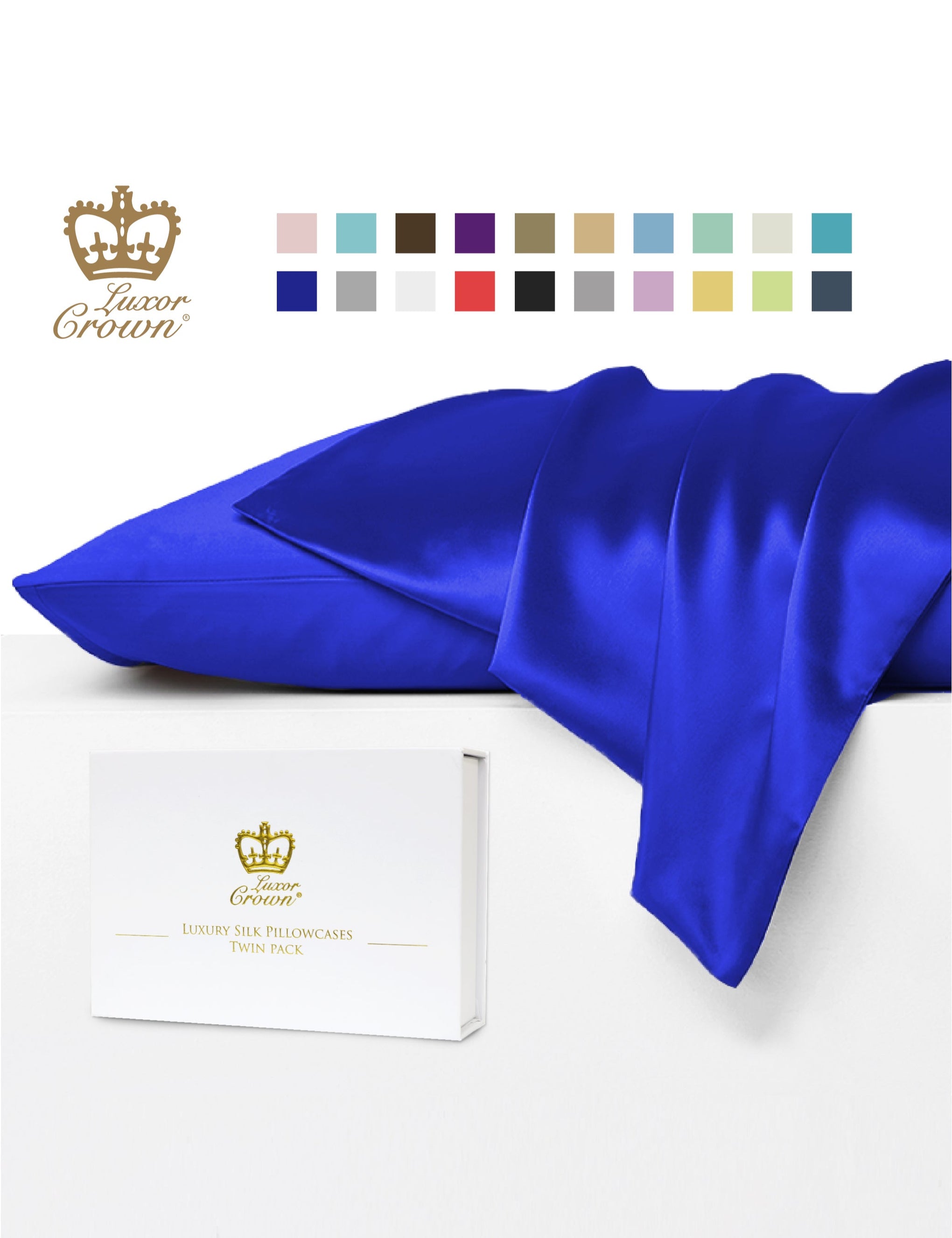 Luxor Crown Mulberry Silk Pillowcase (Twin Pack)