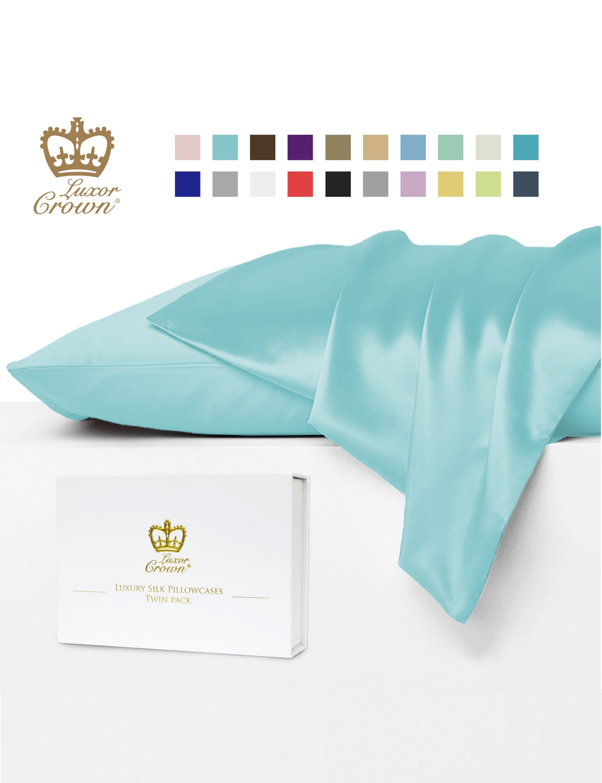 Luxor Crown Mulberry Silk Pillowcase (Twin Pack)
