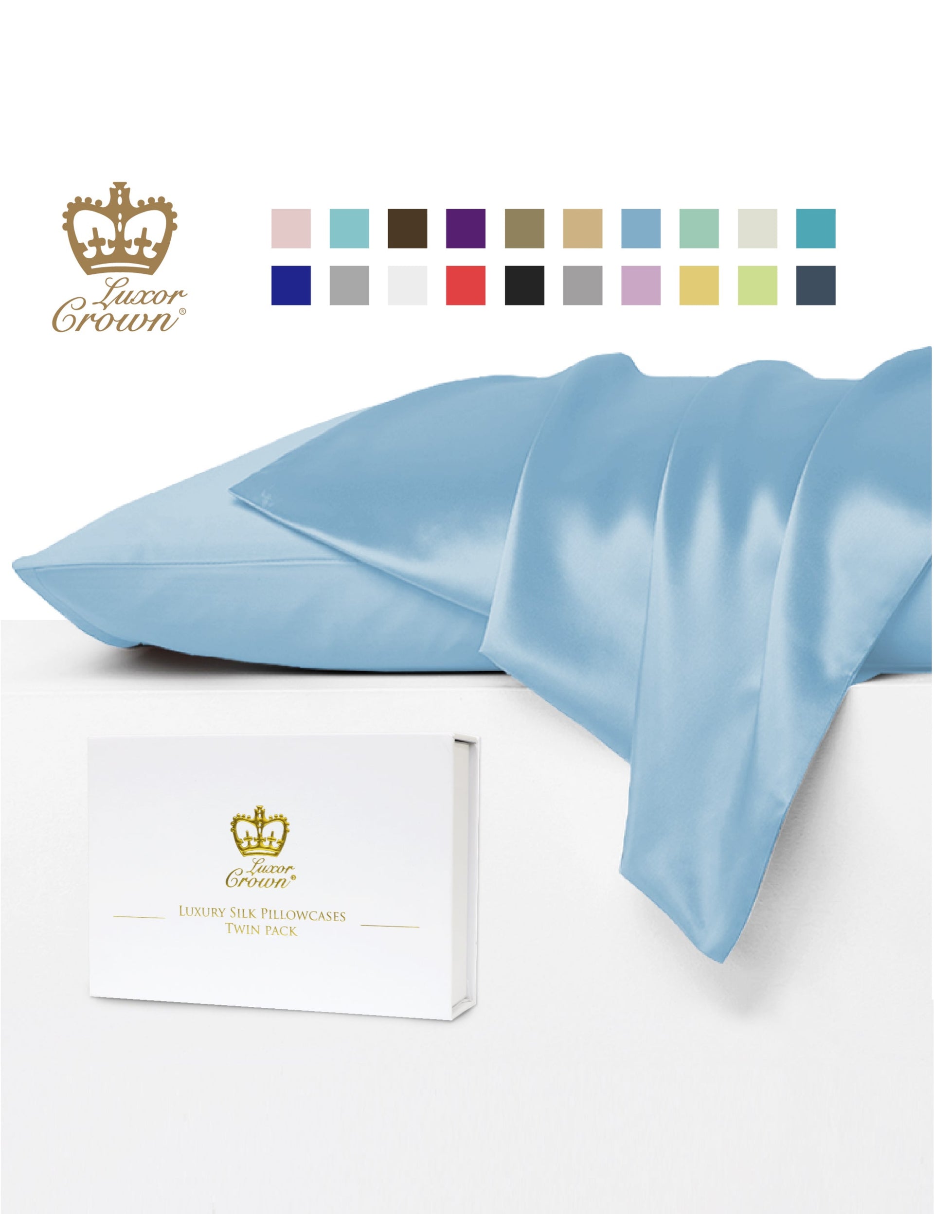 Luxor Crown Mulberry Silk Pillowcase (Twin Pack)