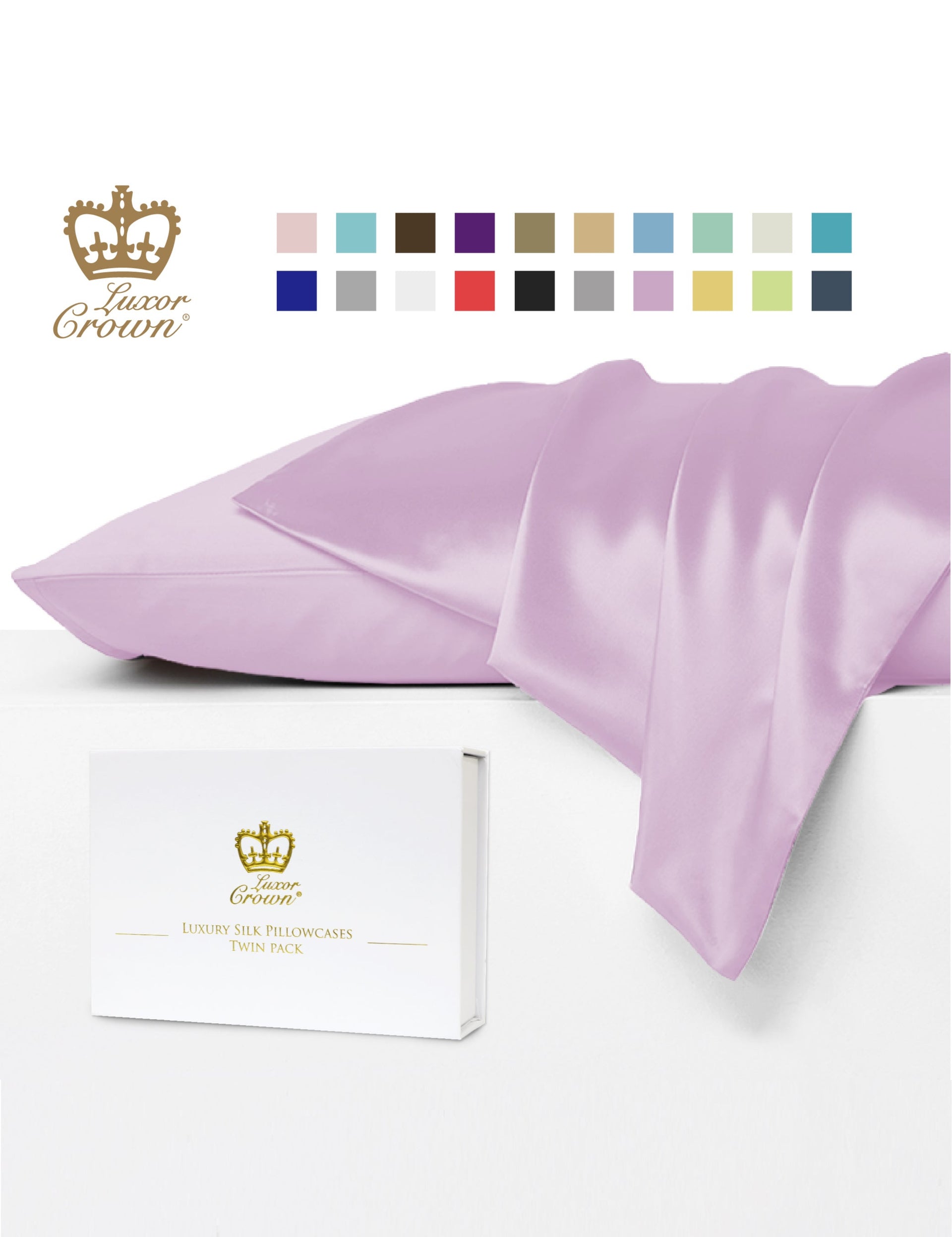 Luxor Crown Mulberry Silk Pillowcase (Twin Pack)