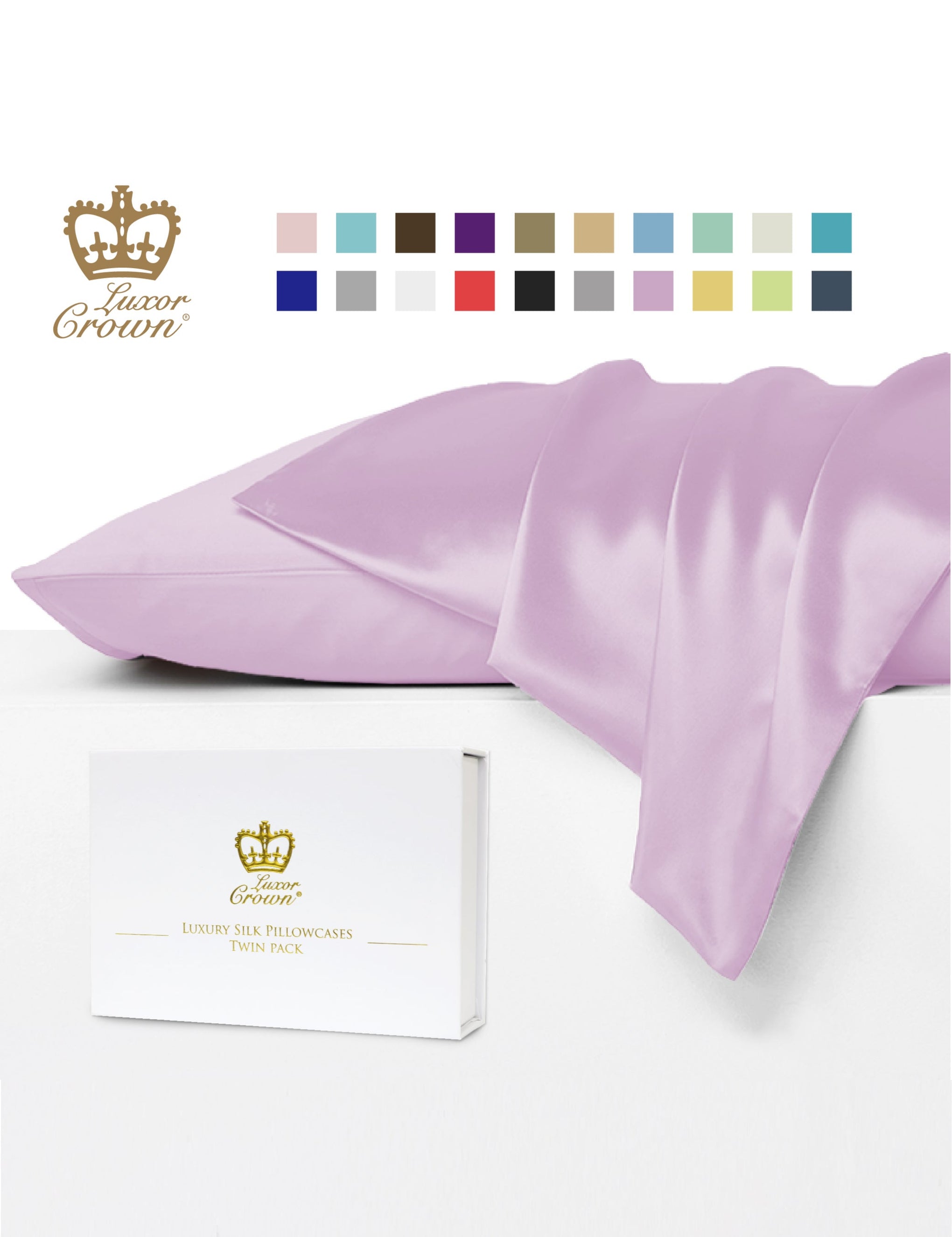 Luxor Crown Mulberry Silk Pillowcase (Twin Pack)