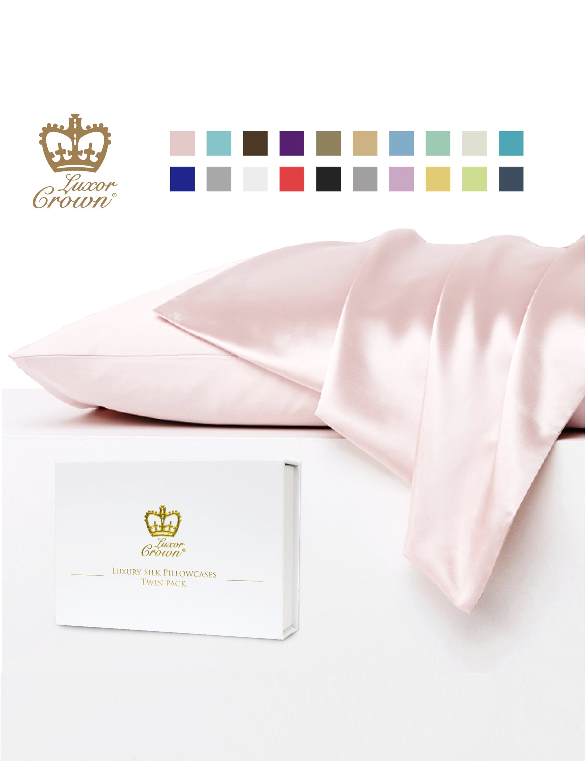 Luxor Crown Mulberry Silk Pillowcase (Twin Pack)