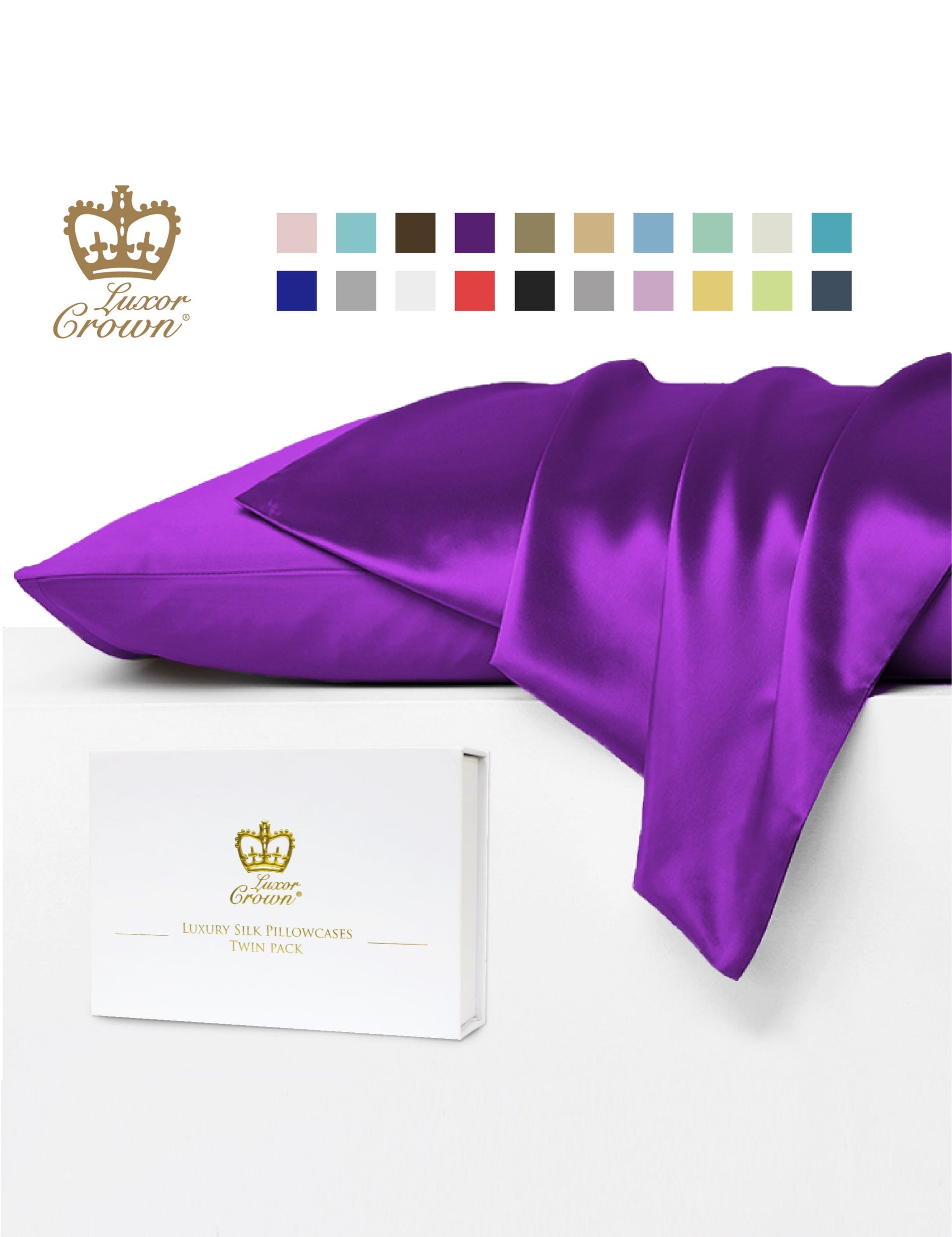 Luxor Crown Mulberry Silk Pillowcase (Twin Pack)