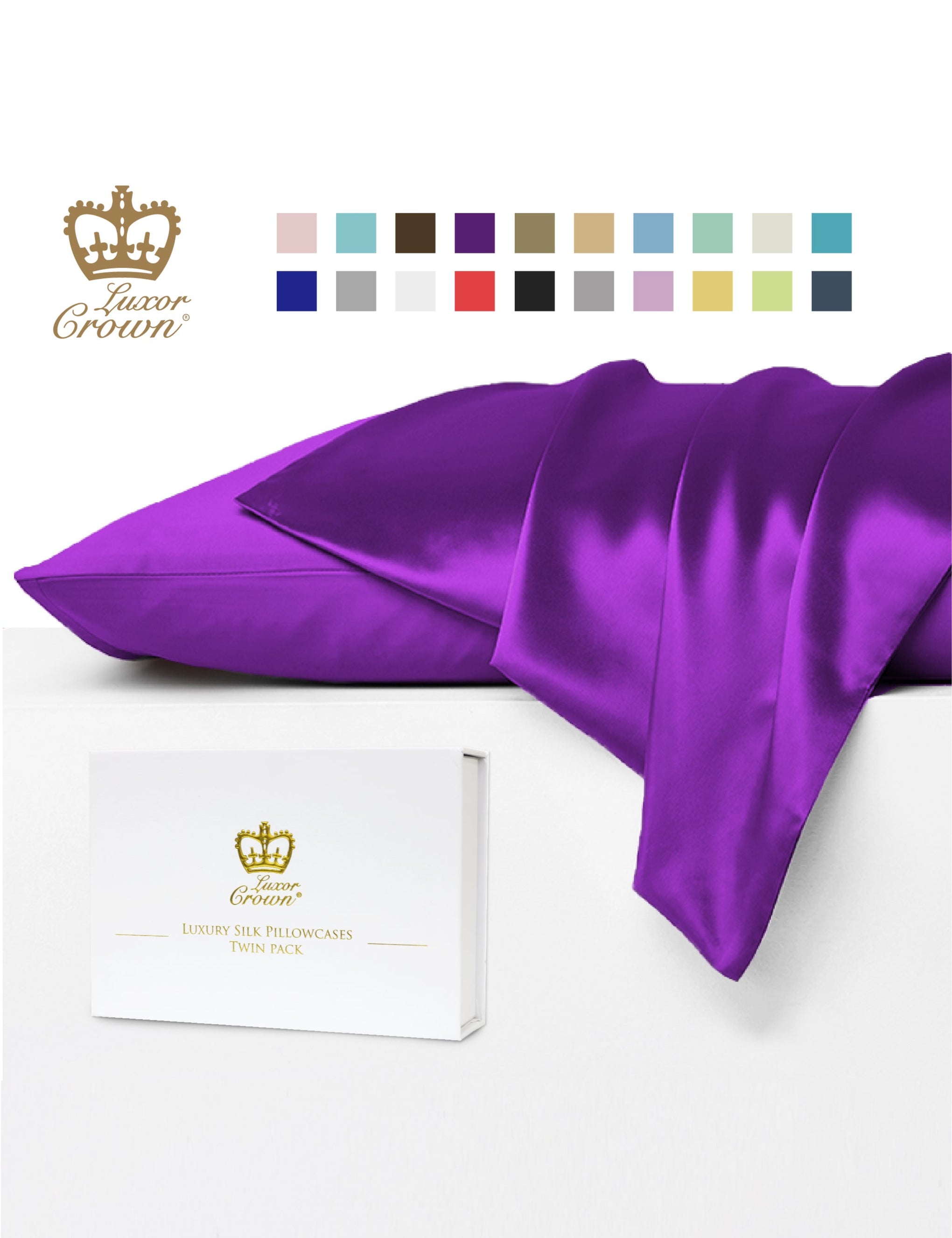 Luxor Crown Mulberry Silk Pillowcase (Twin Pack)