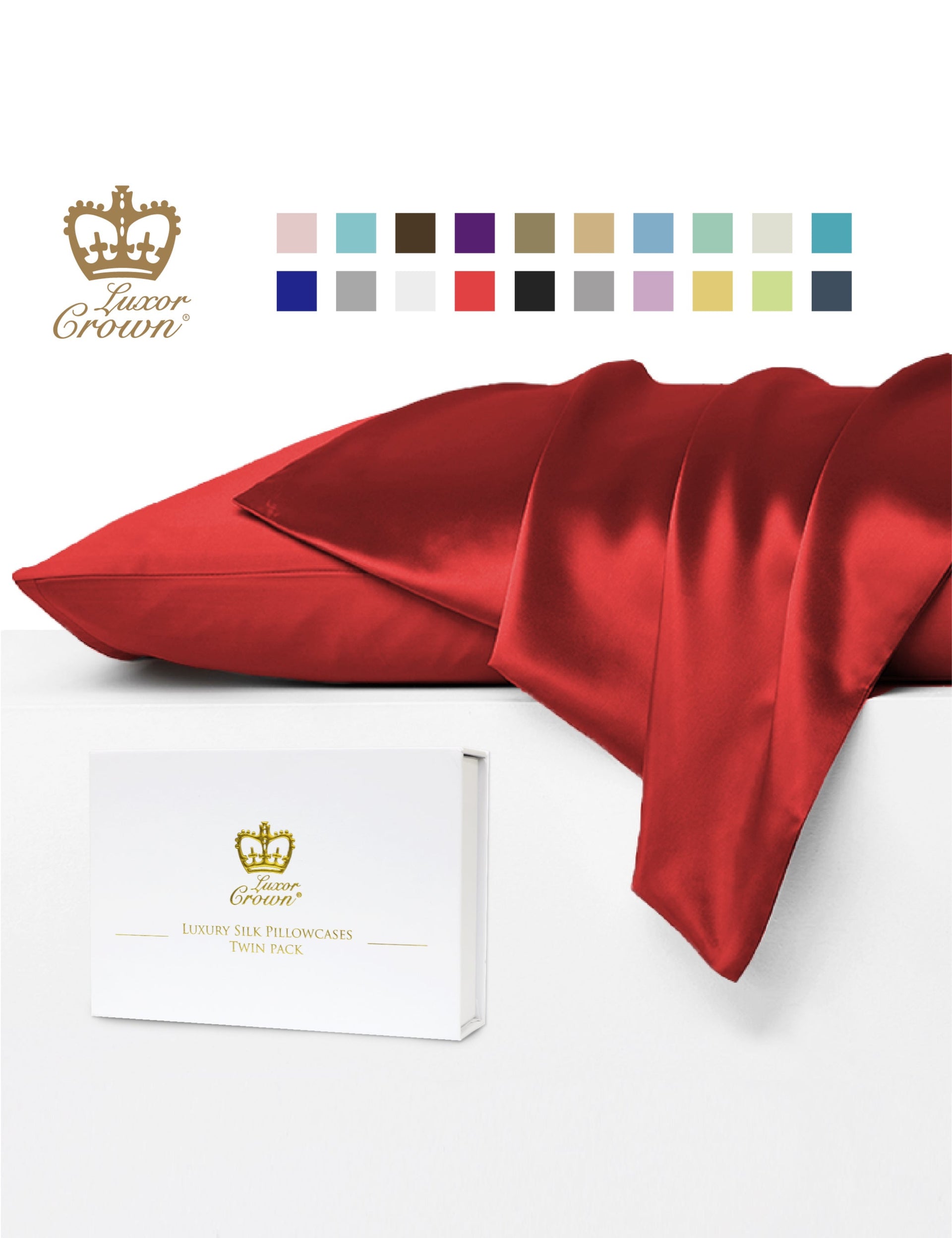 Luxor Crown Mulberry Silk Pillowcase (Twin Pack)