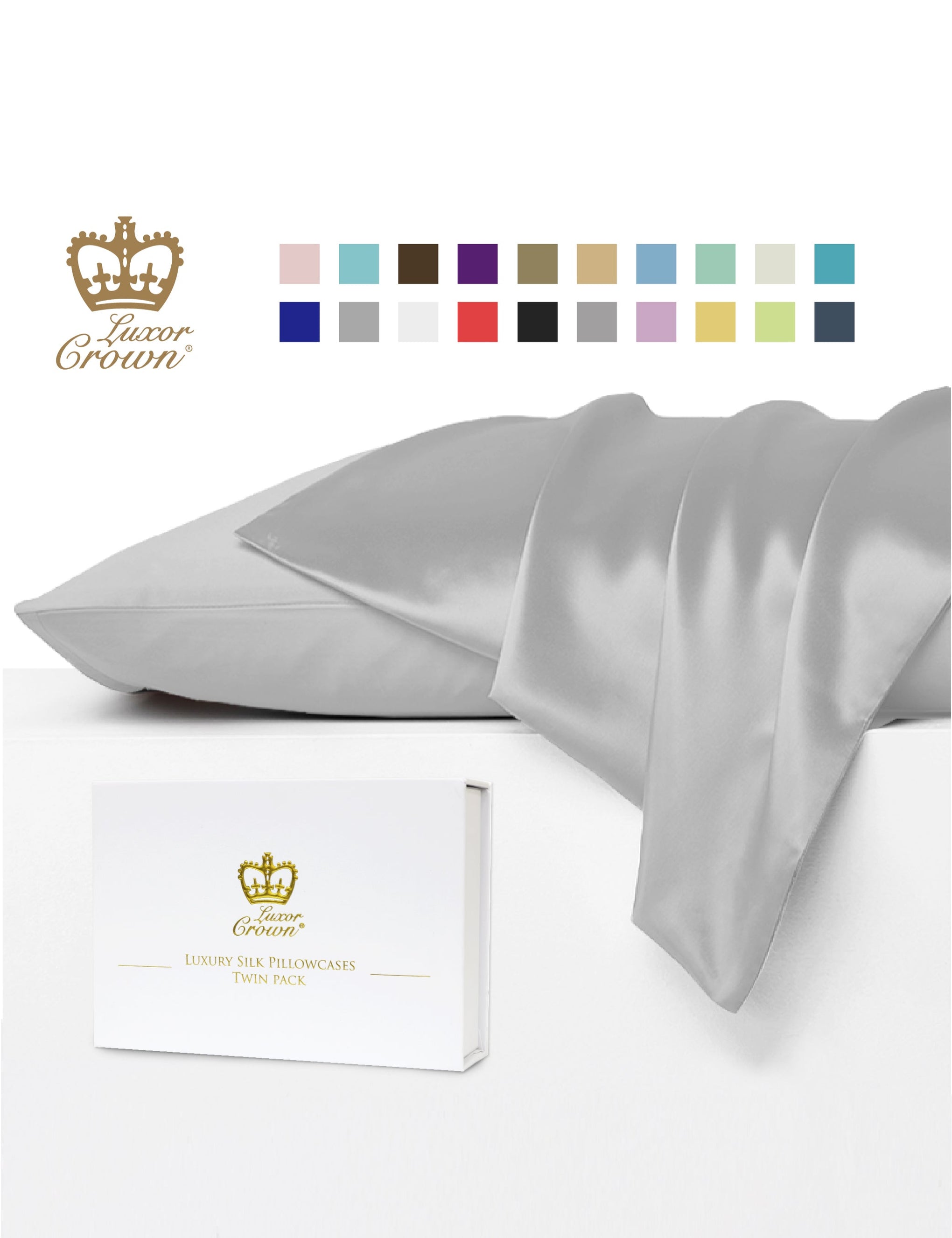 Luxor Crown Mulberry Silk Pillowcase (Twin Pack)