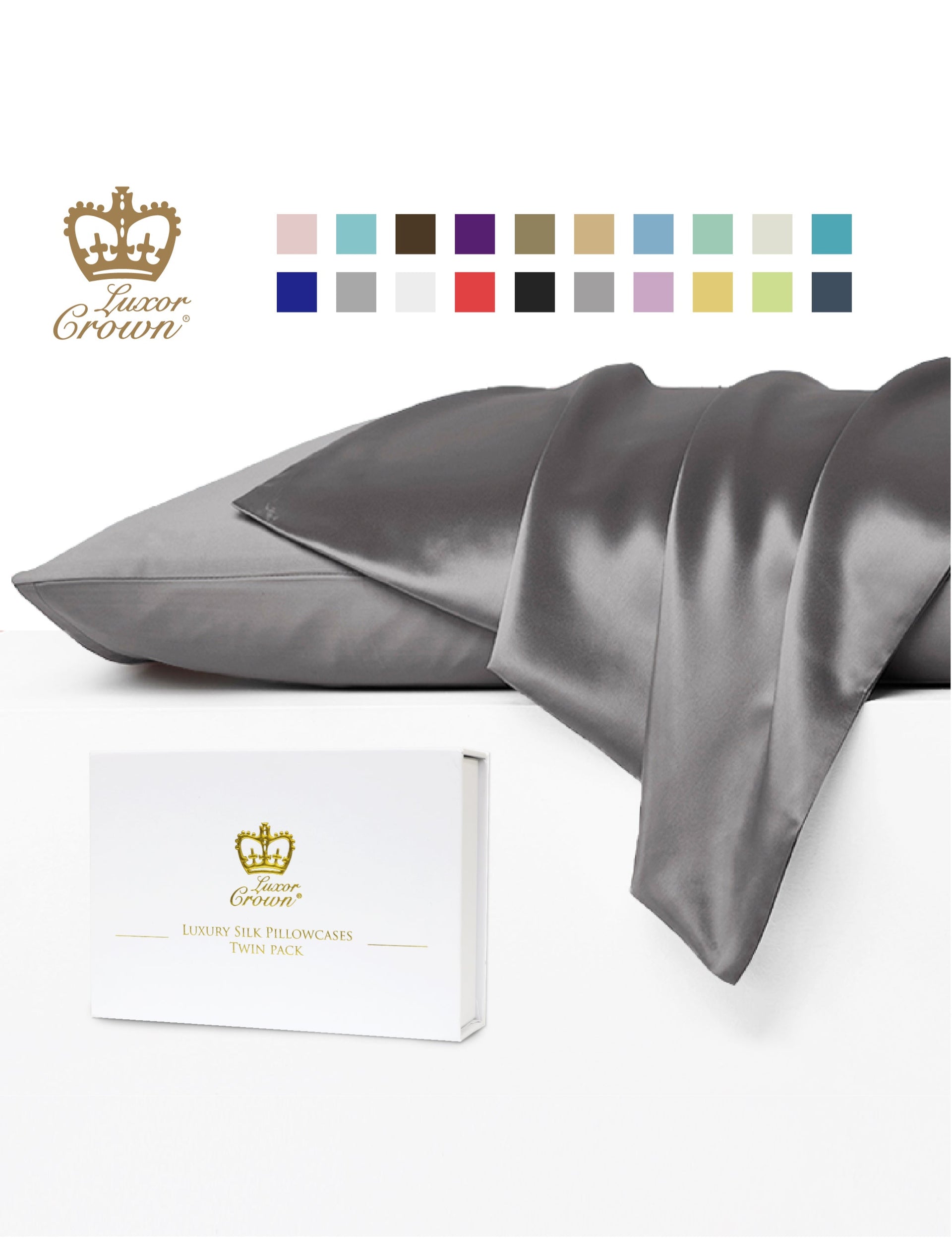 Luxor Crown Mulberry Silk Pillowcase (Twin Pack)