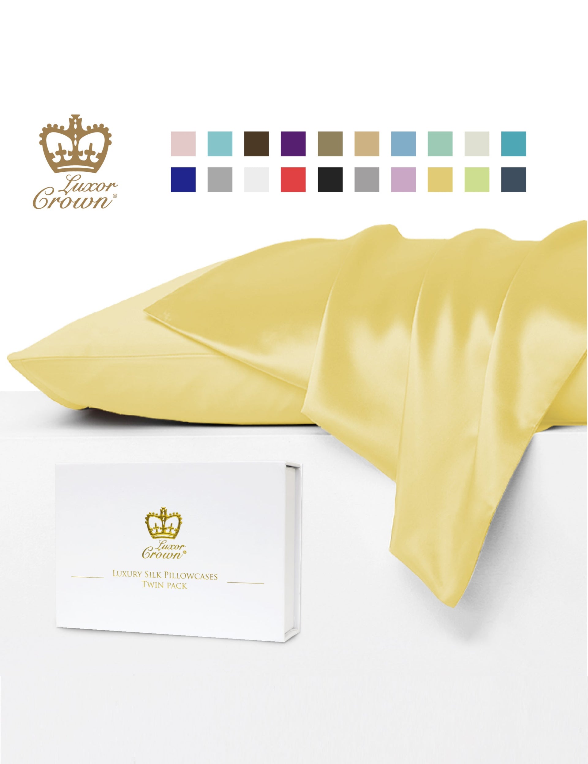 Luxor Crown Mulberry Silk Pillowcase (Twin Pack)