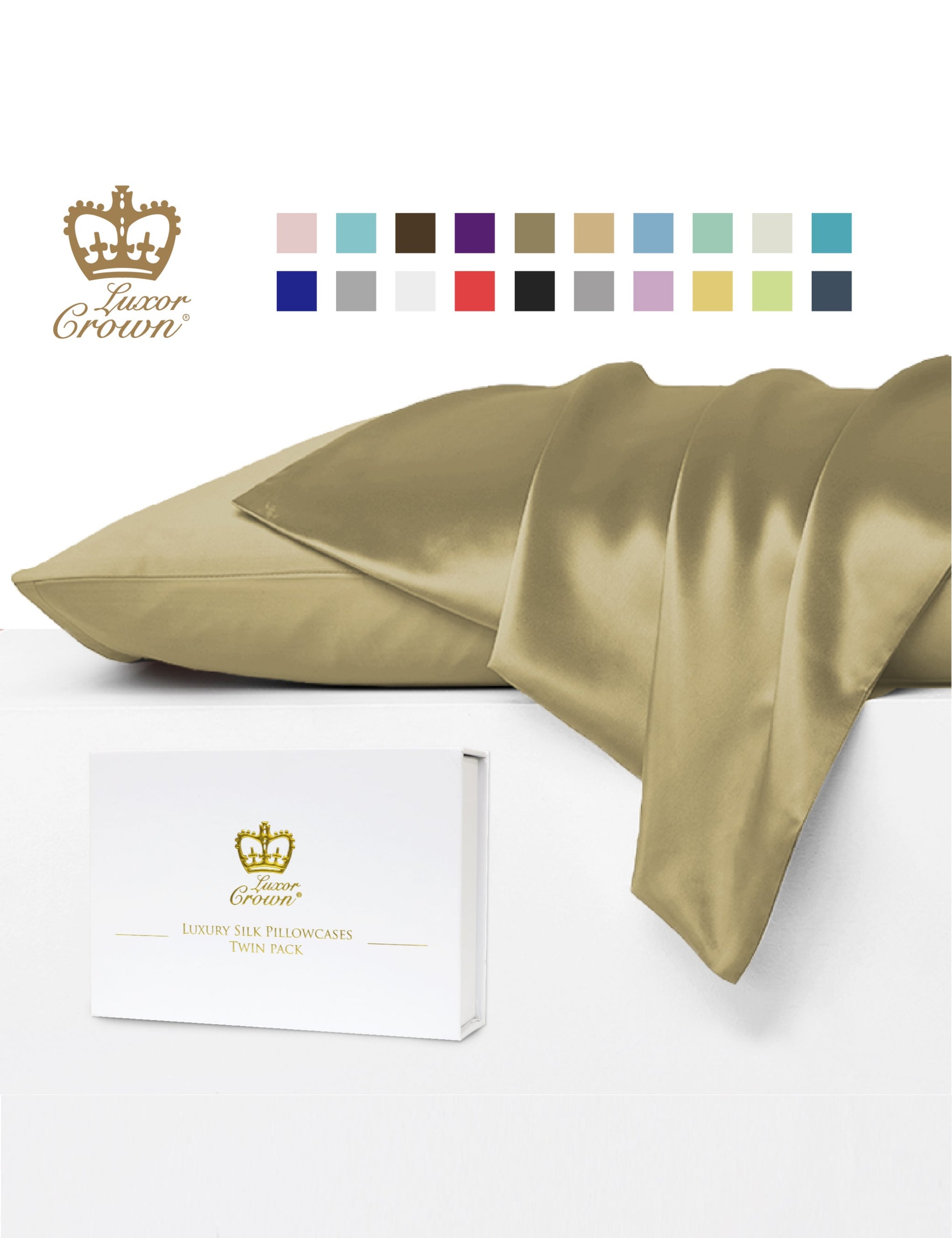 Luxor Crown Mulberry Silk Pillowcase (Twin Pack)