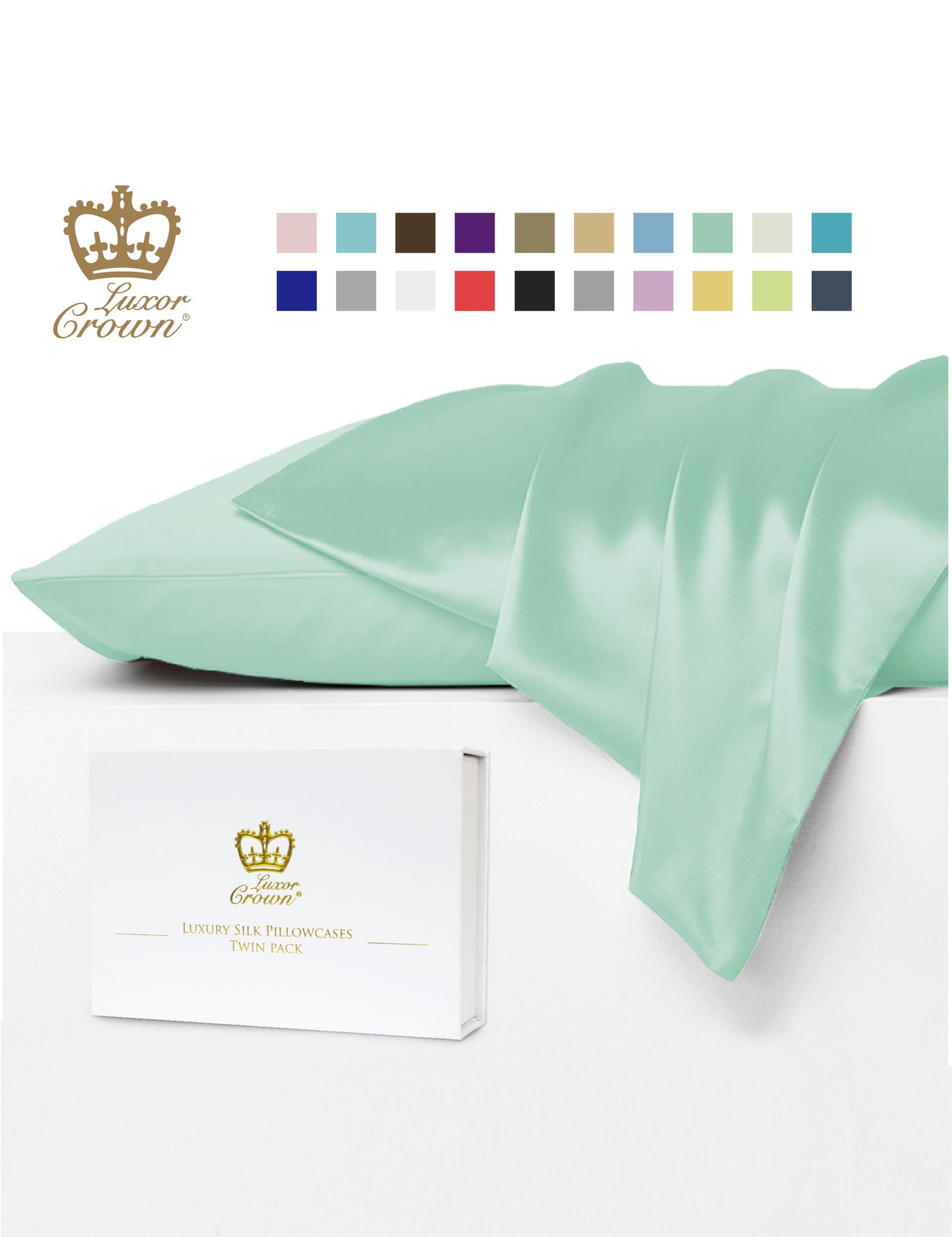 Luxor Crown Mulberry Silk Pillowcase (Twin Pack)