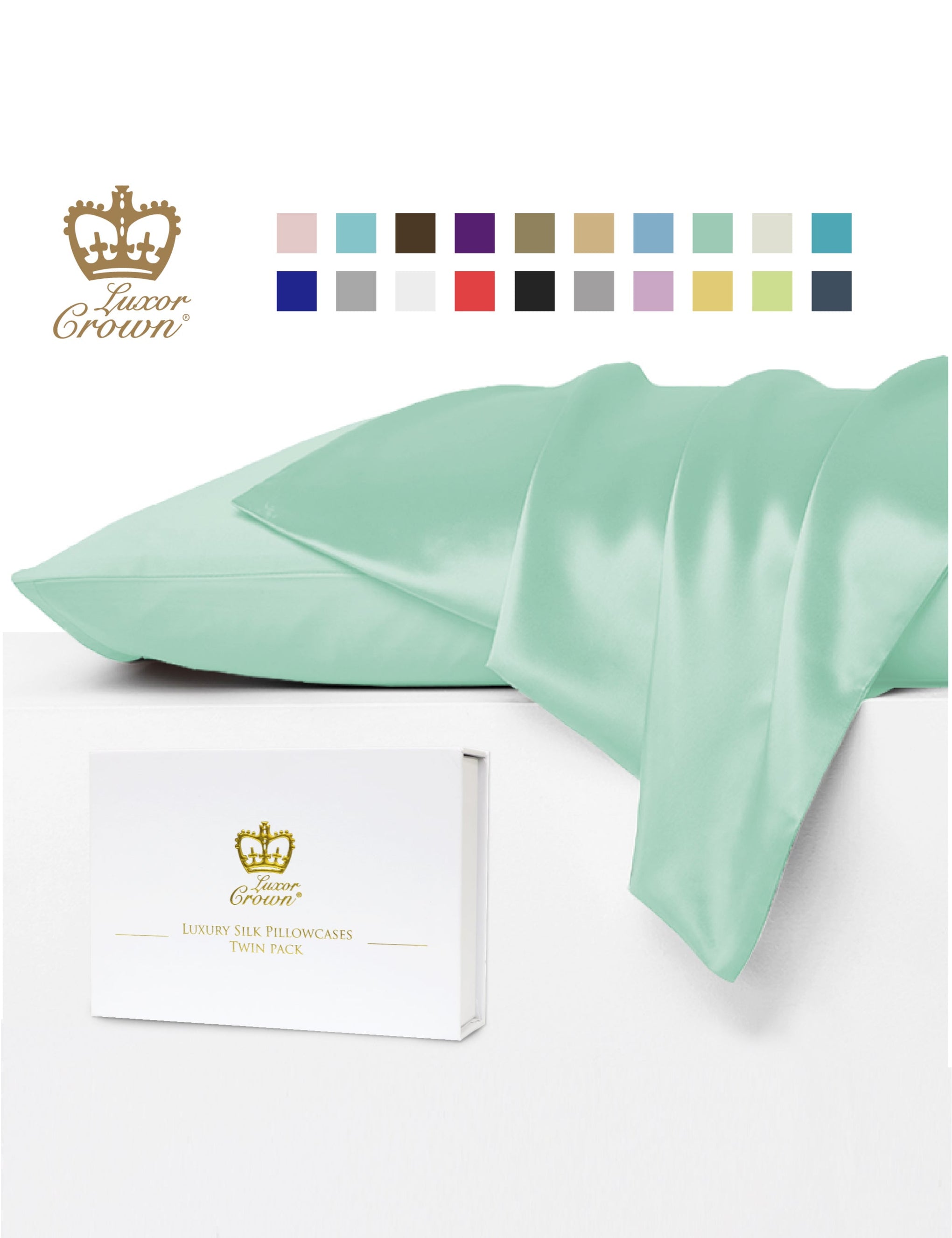 Luxor Crown Mulberry Silk Pillowcase (Twin Pack)