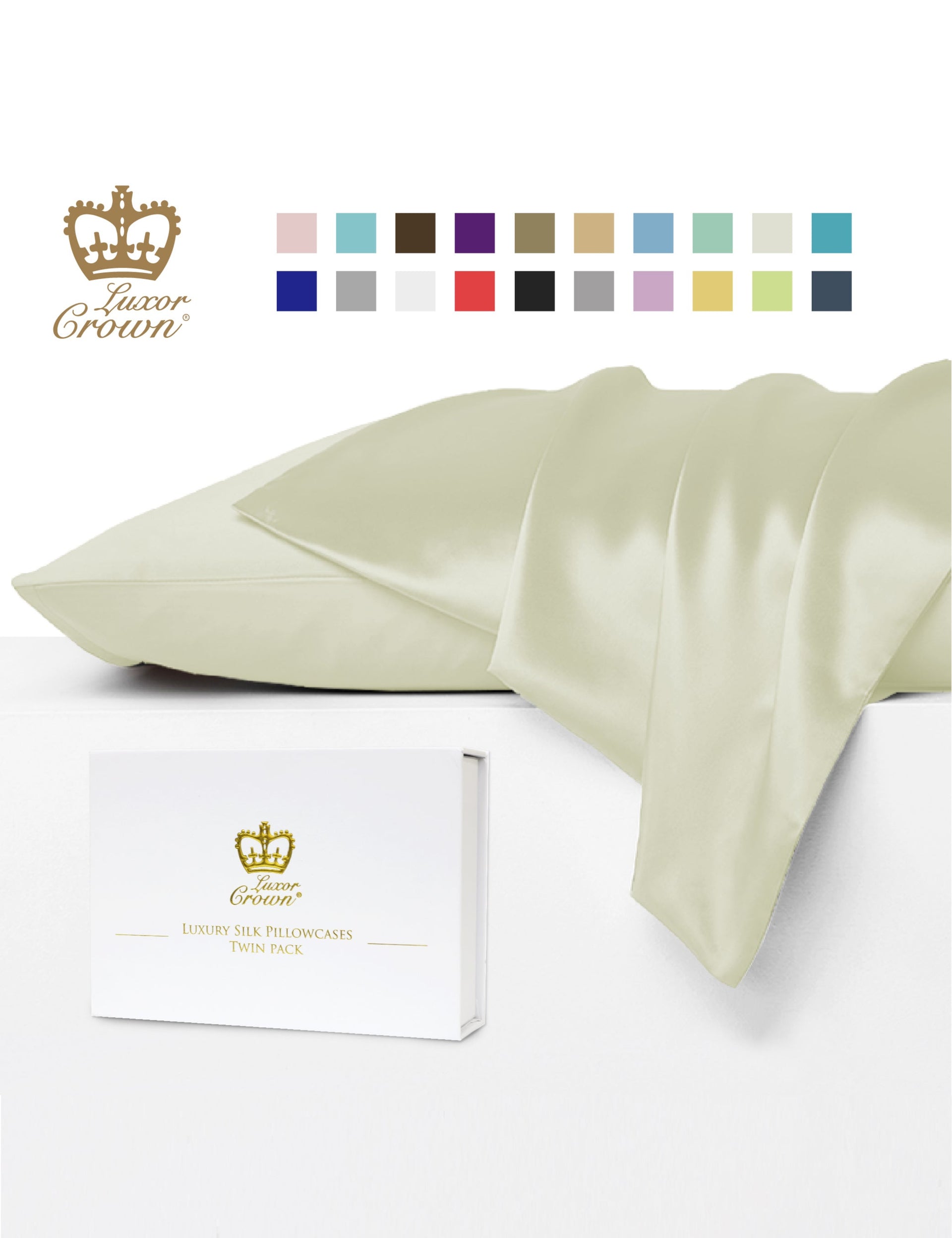 Luxor Crown Mulberry Silk Pillowcase (Twin Pack)