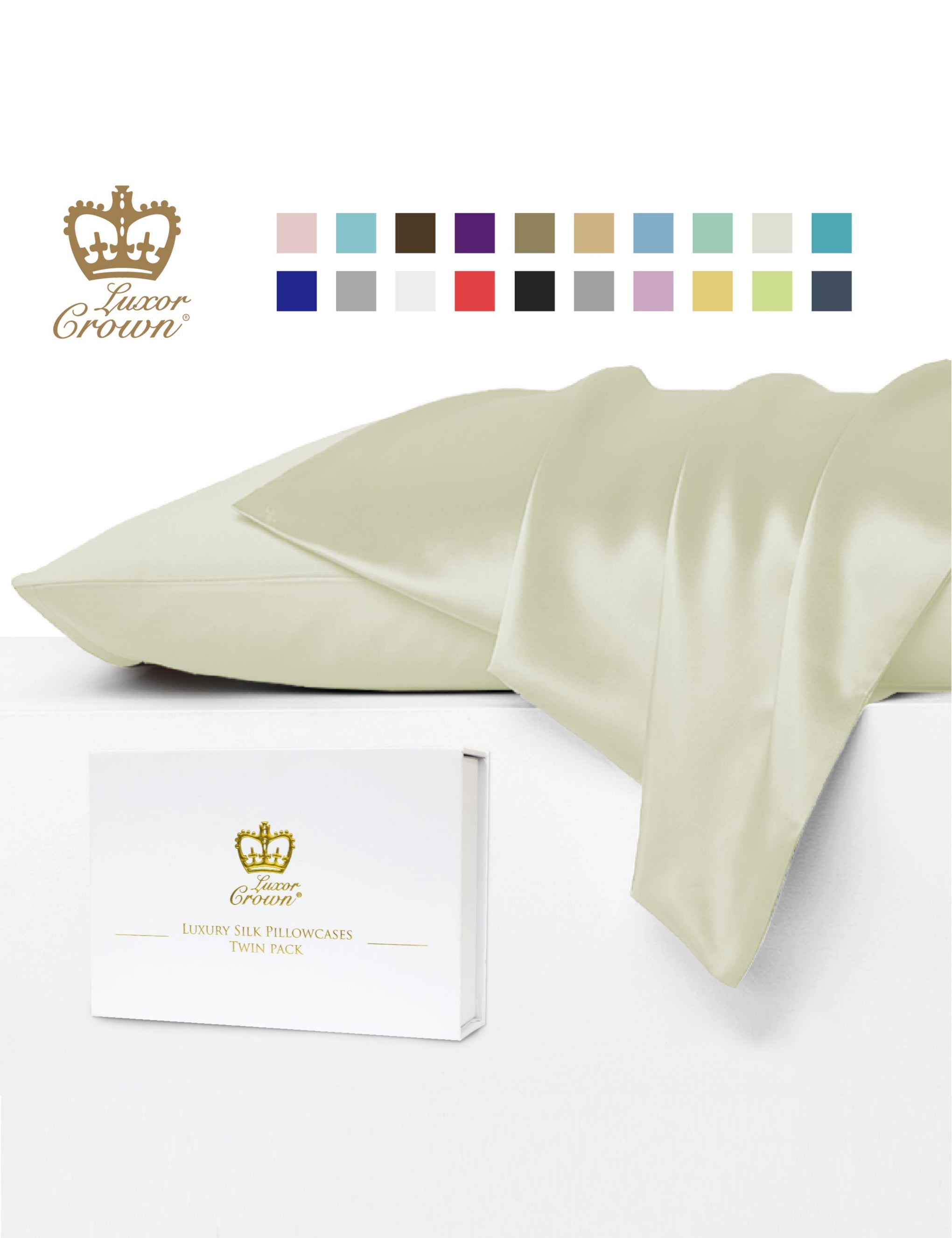 Luxor Crown Mulberry Silk Pillowcase (Twin Pack)