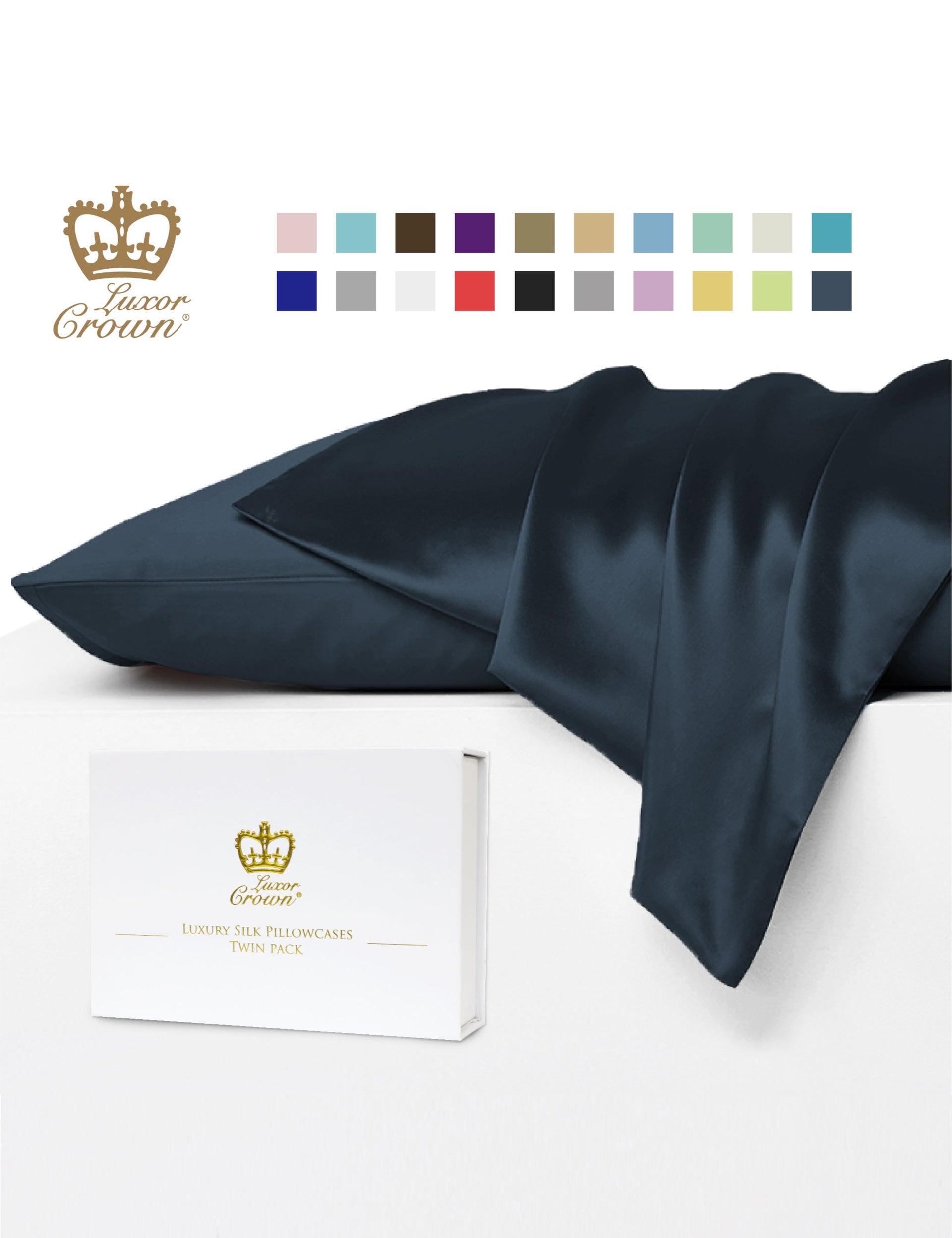 Luxor Crown Mulberry Silk Pillowcase (Twin Pack)