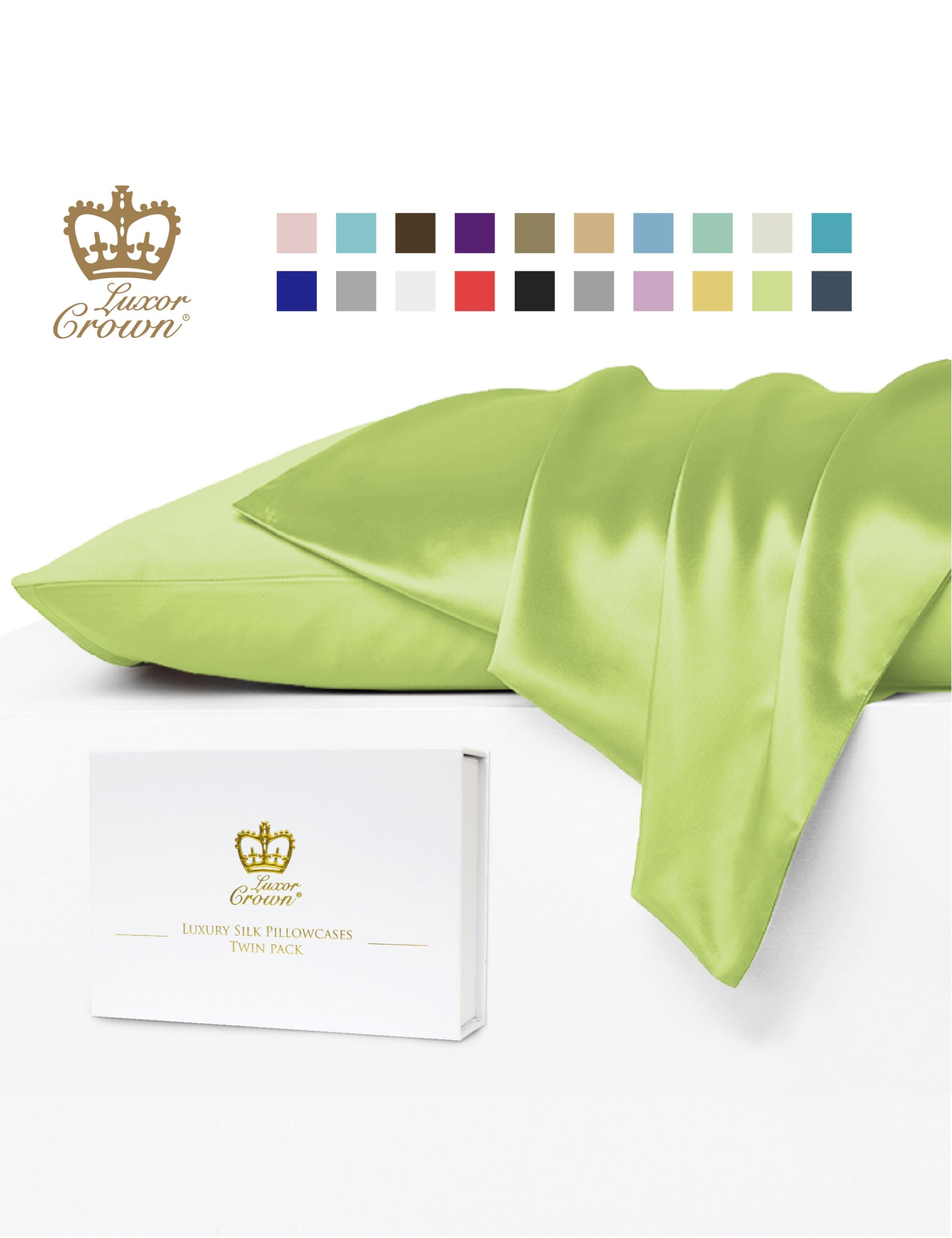 Luxor Crown Mulberry Silk Pillowcase (Twin Pack)