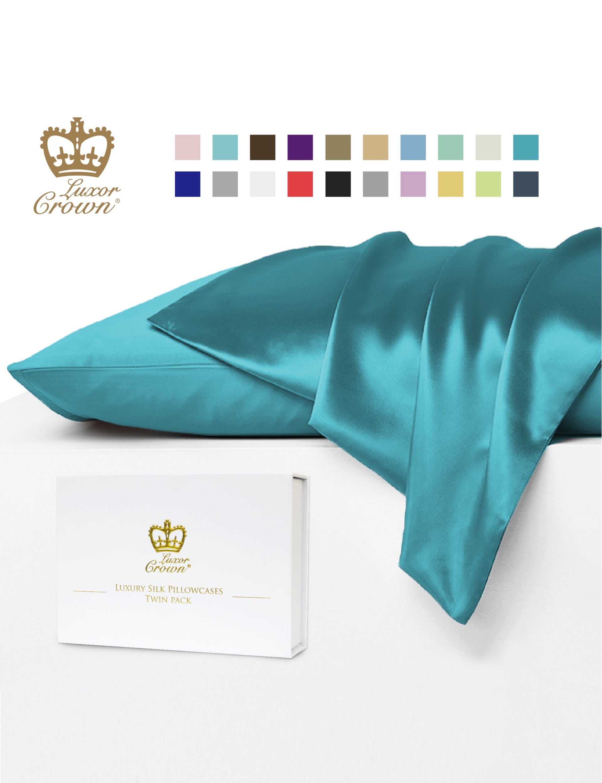 Luxor Crown Mulberry Silk Pillowcase (Twin Pack)