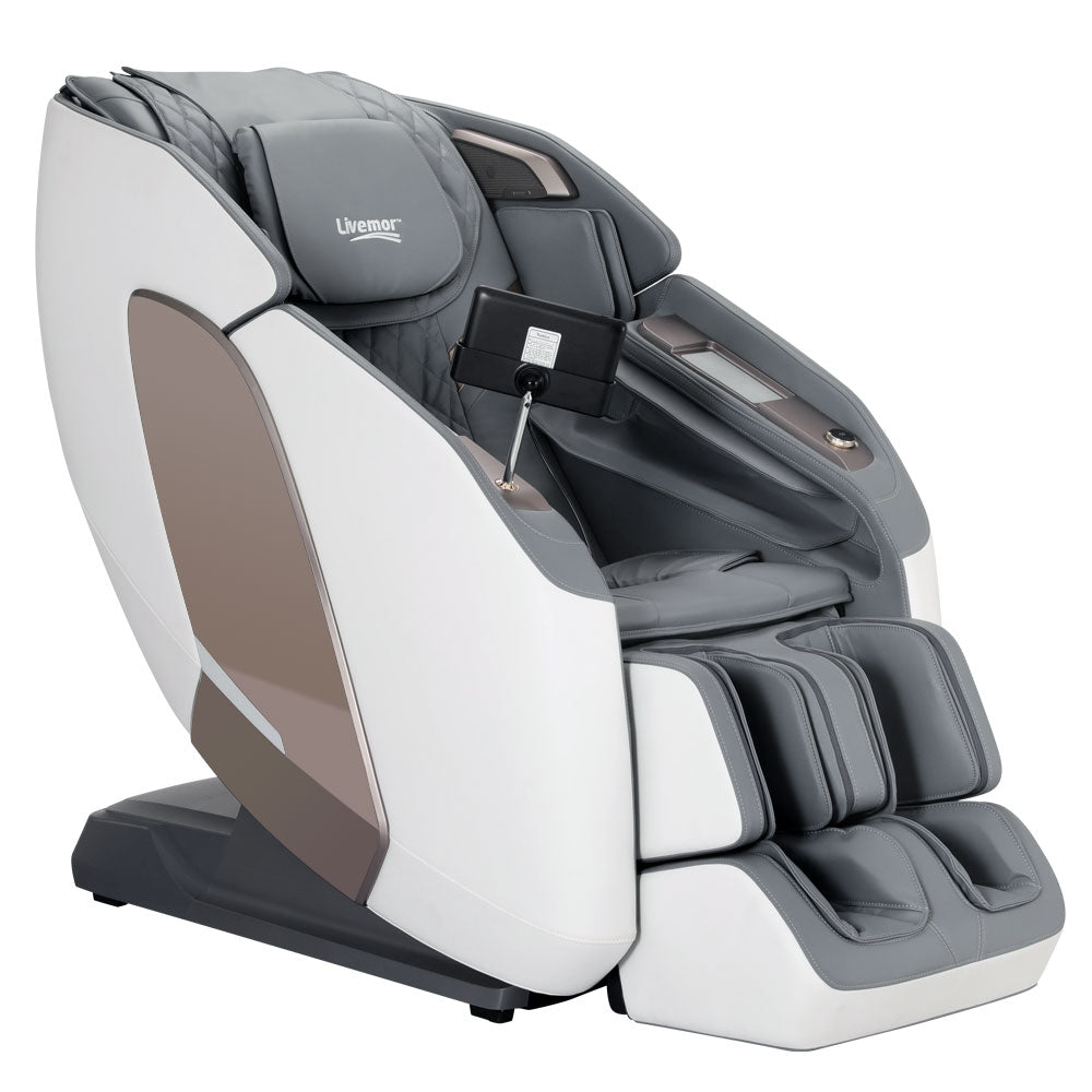 Livemor 4D Massage Chair Electric Recliner Double Core Mechanism Massager Melisa White Big Bedding Australia