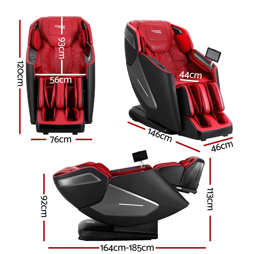 Livemor 4D Massage Chair Electric Recliner Home Massager Red Big Bedding Australia