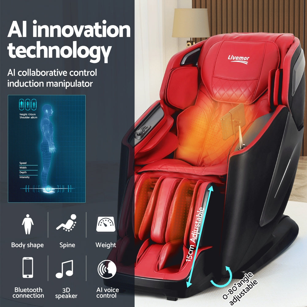 Livemor 4D Massage Chair Electric Recliner Home Massager Red Big Bedding Australia