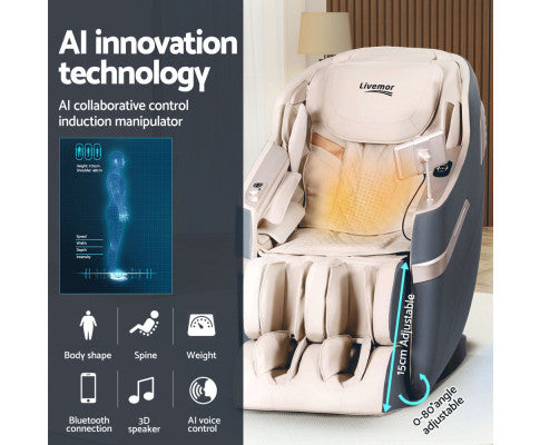 4D Massage Chair Electric Recliner Home Massager Gray Sina Livemor