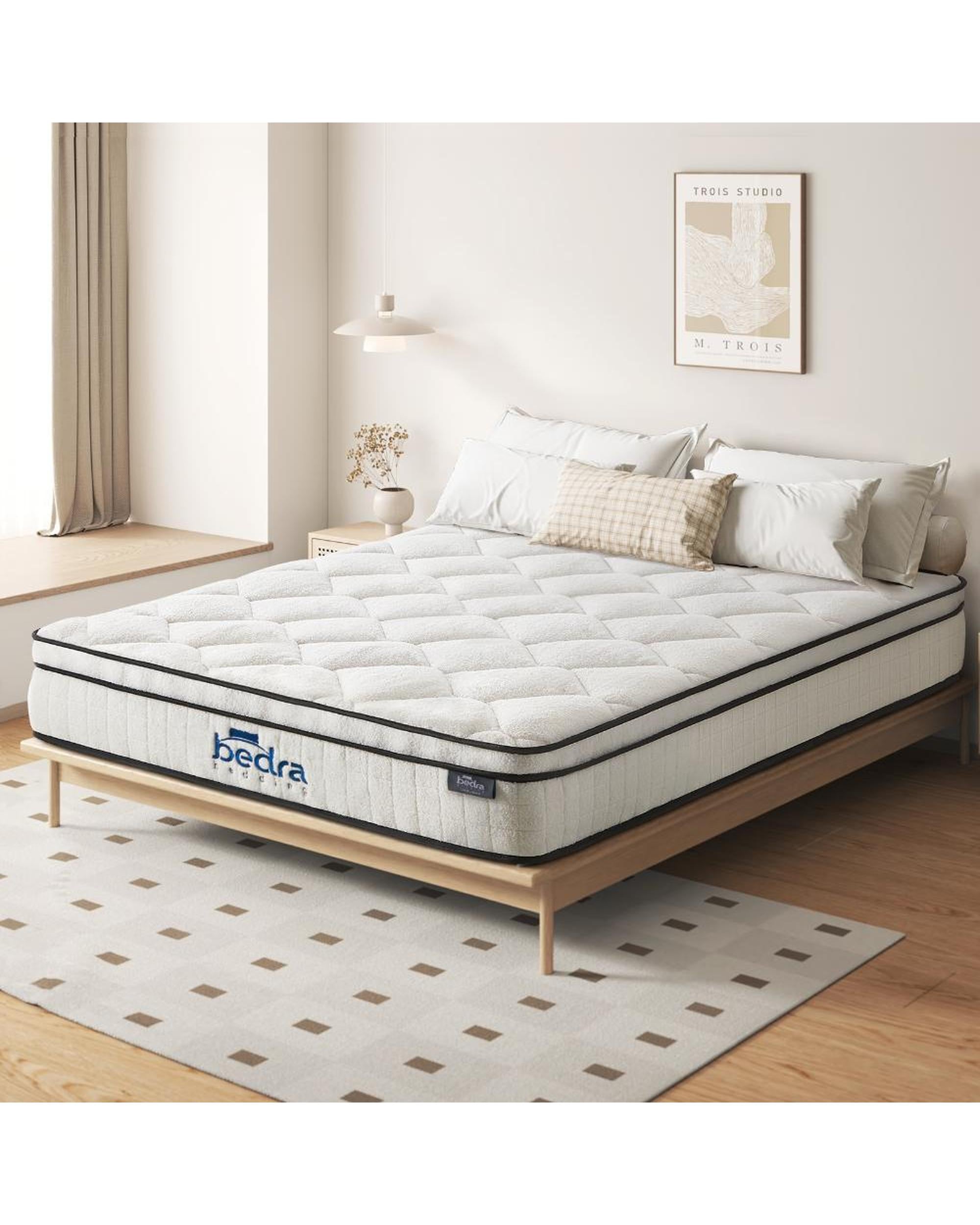 CARL Boucle Mattress Bed Pocket Spring Memory Foam Euro Top Medium Firm Bedra
