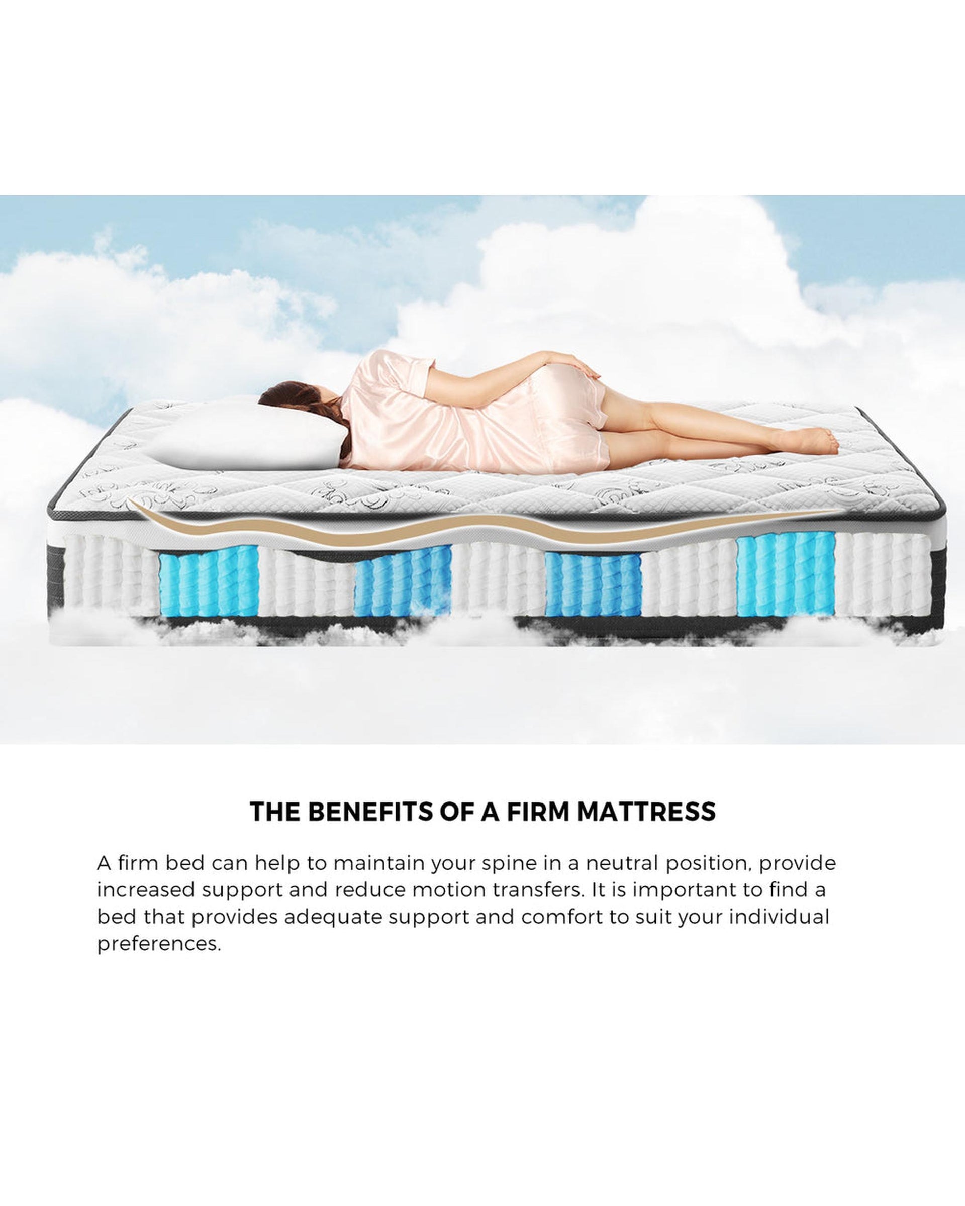 BOBBI Mattress Cool Gel Foam Euro Top Pocket Spring 22cm Bedra