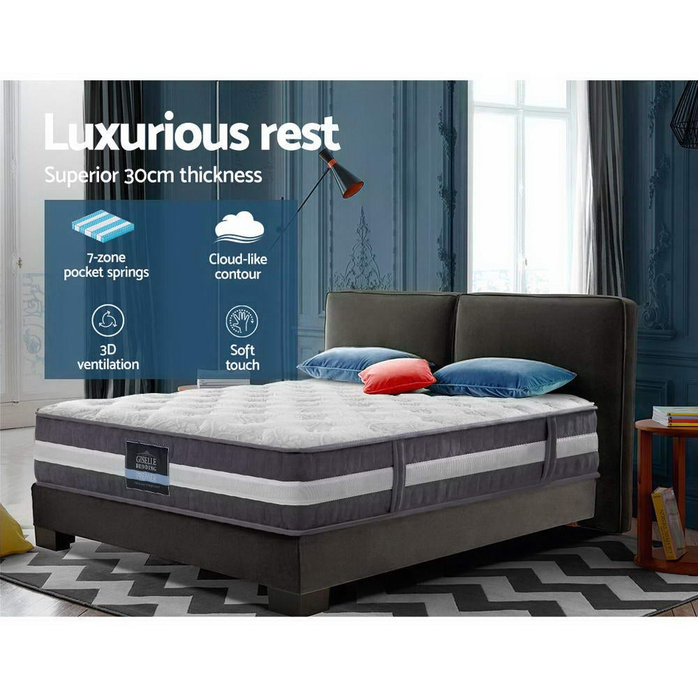 30cm Devine Mattress Bed 7 Zone - Medium Firm