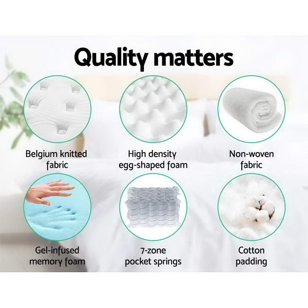 7 Zone Euro Top Pocket Spring Cool Gel Memory Foam 34cm