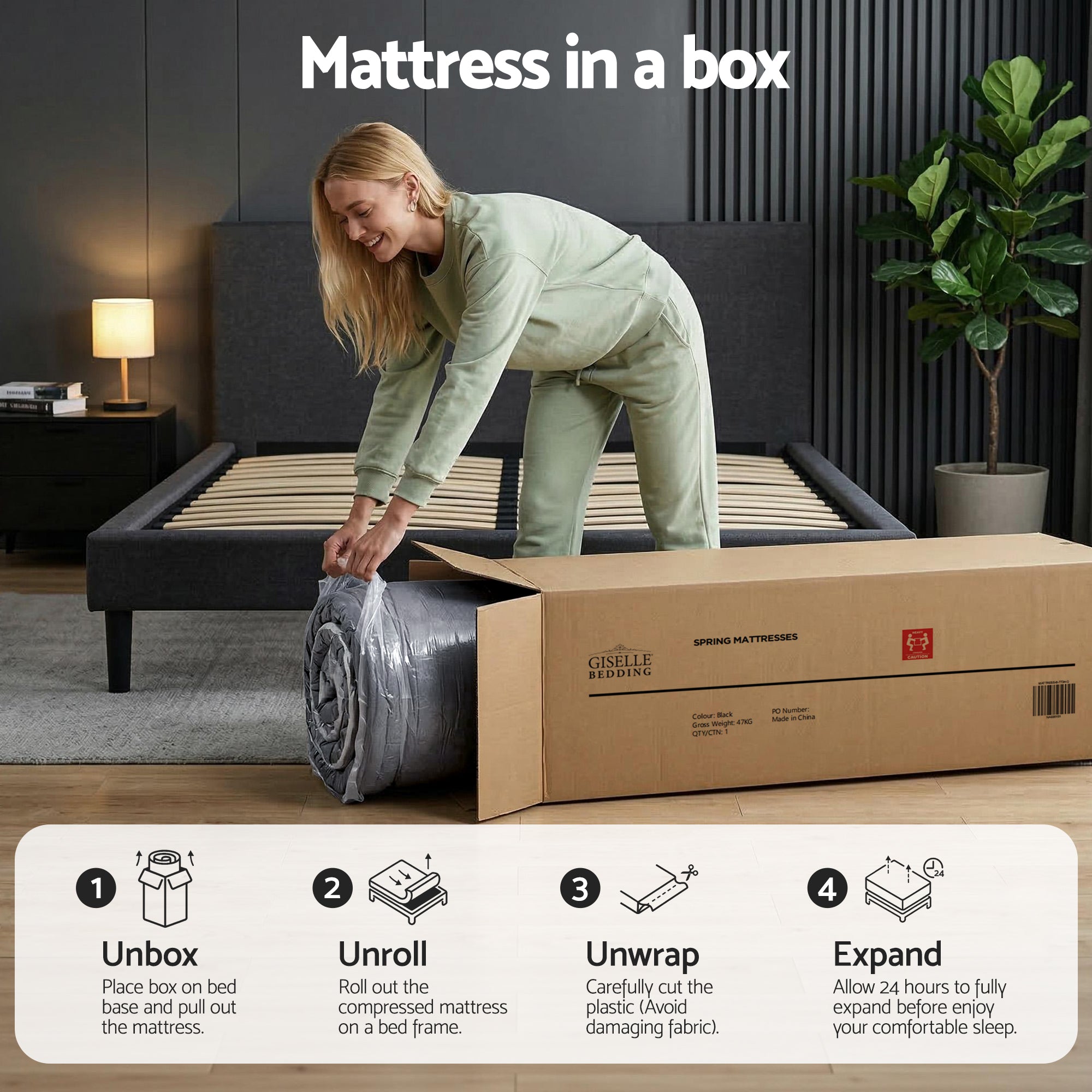34cm Mattress Hybrid, Pocket Spring Bed Mattress