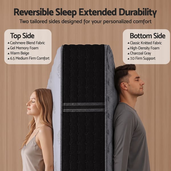 Giselle Bedding Reversible Spring Mattress Cashmere Cover Gel Foam Firm 35cm