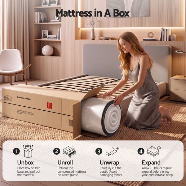 Giselle Bedding Reversible Spring Mattress Cashmere Cover Gel Foam Firm 35cm