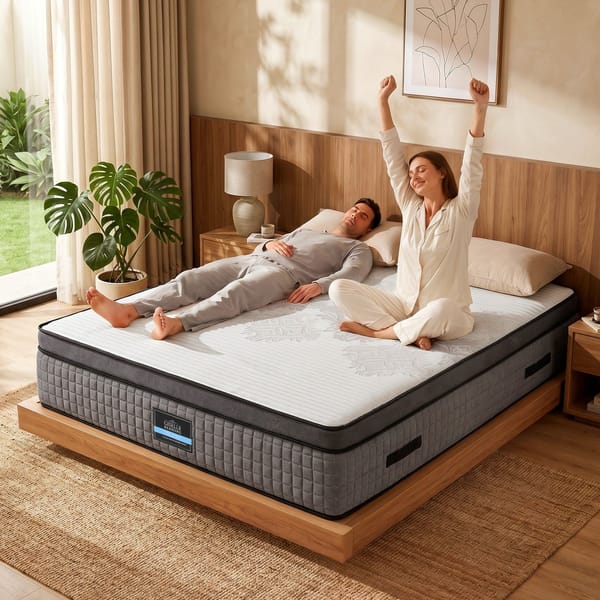 Giselle Bedding 37cm 4-in-1 Adjustable Firmness Cooling Gel Memory Foam Dual-Zone Flippable for Couples