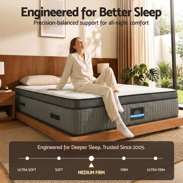 Giselle Bedding 37cm 4-in-1 Adjustable Firmness Cooling Gel Memory Foam Dual-Zone Flippable for Couples