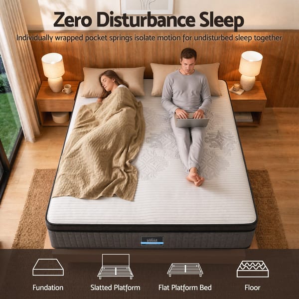 Giselle Bedding 37cm 4-in-1 Adjustable Firmness Cooling Gel Memory Foam Dual-Zone Flippable for Couples