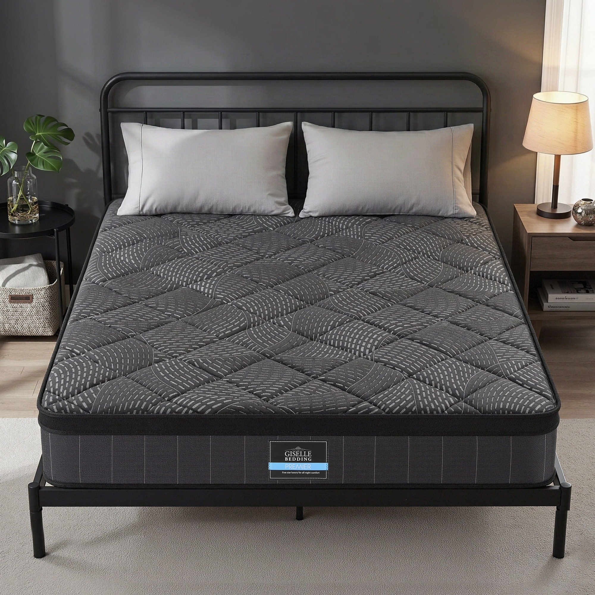 Giselle Bedding Mattress 25Cm Pocket Spring Latex Euro Top Medium Firm Bed
