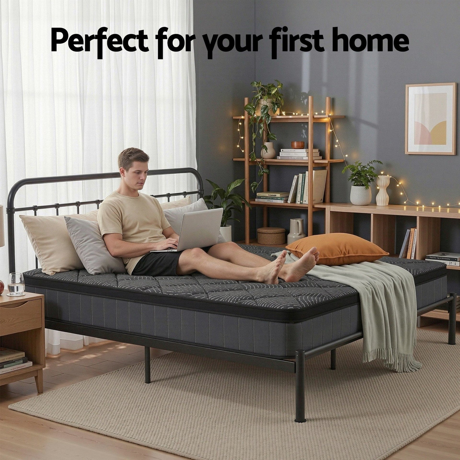 Giselle Bedding Mattress 25Cm Pocket Spring Latex Euro Top Medium Firm Bed